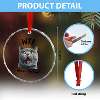 Funny Shocked British Shorthair Cat Crystal Glass Ornament Where Is The Food