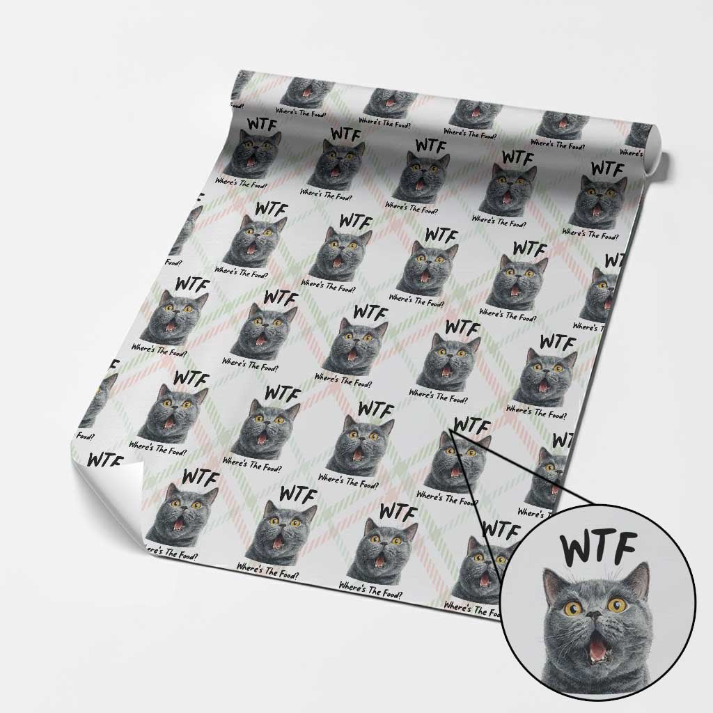 Funny Shocked British Shorthair Cat Wrapping Paper Roll Where Is The Food