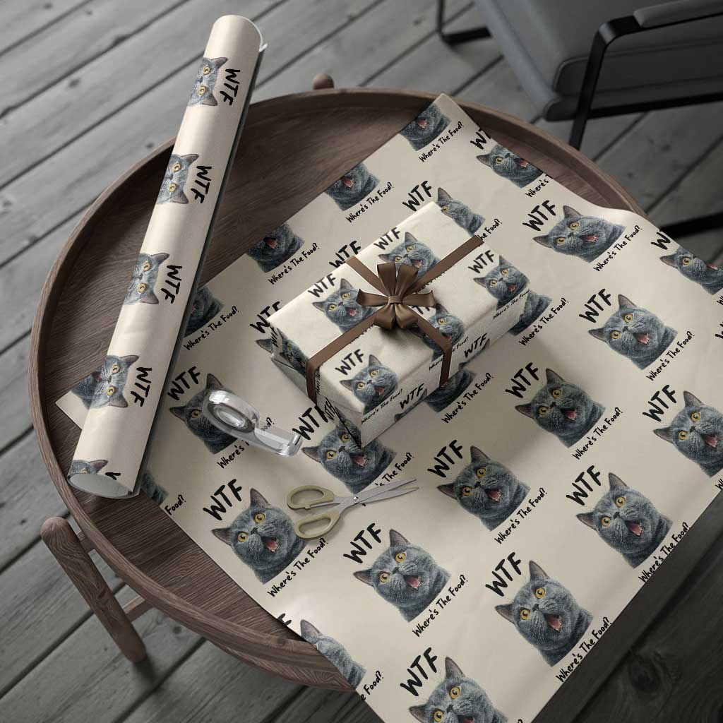 Funny Shocked British Shorthair Cat Wrapping Paper Roll Where Is The Food
