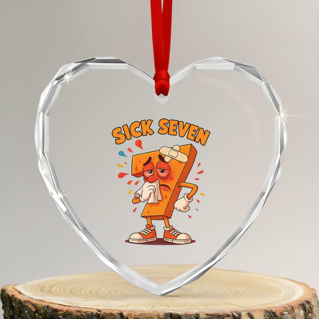 Funny Sick Seven 67 Meme Heart Crystal Glass Ornament Six Seven Wordplay - Wonder Print Shop