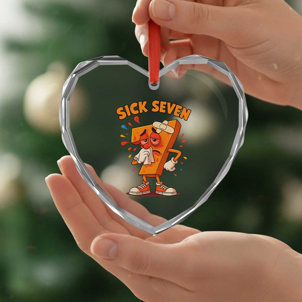 Funny Sick Seven 67 Meme Heart Crystal Glass Ornament Six Seven Wordplay - Wonder Print Shop