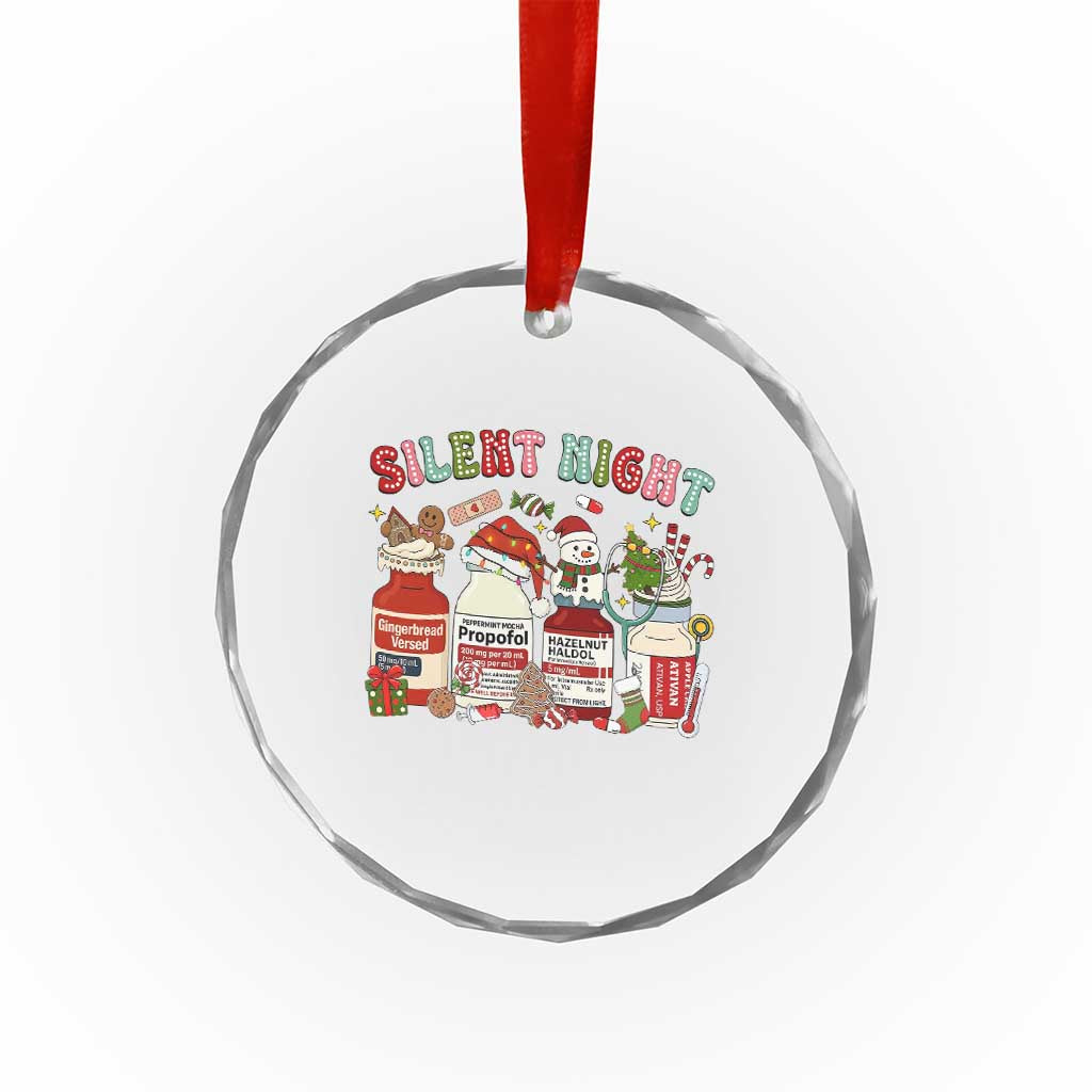 Funny Silent Night Nurse Christmas Crystal Glass Ornament Festive Meds and Holiday Medical Humor - Wonder Print Shop