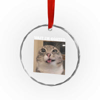 Funny Silly Cat Meme Crystal Glass Ornament Wait Im Goated