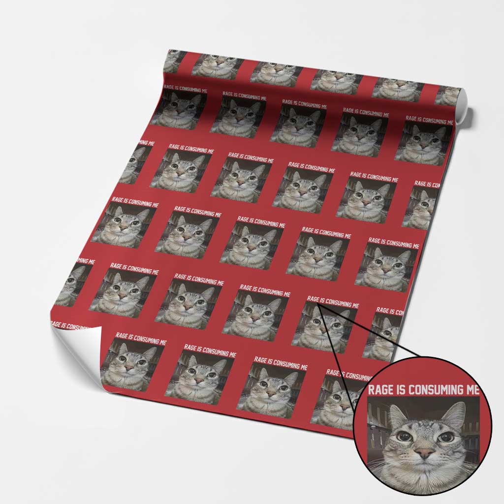 Funny Silly Cat Meme Wrapping Paper Roll Rage Is Consuming Me Staring