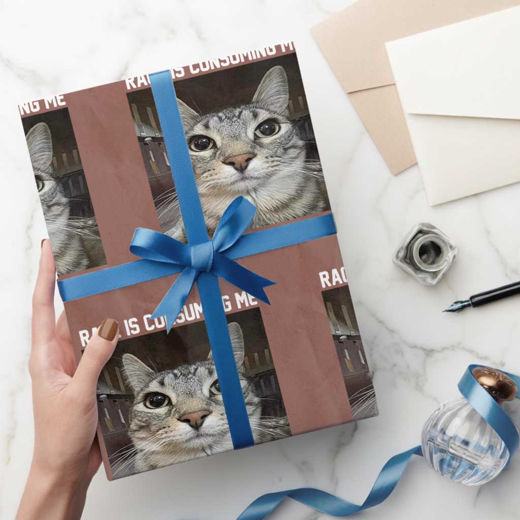 Funny Silly Cat Meme Wrapping Paper Roll Rage Is Consuming Me Staring