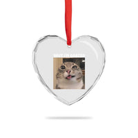 Funny Silly Cat Meme Heart Crystal Glass Ornament Wait Im Goated