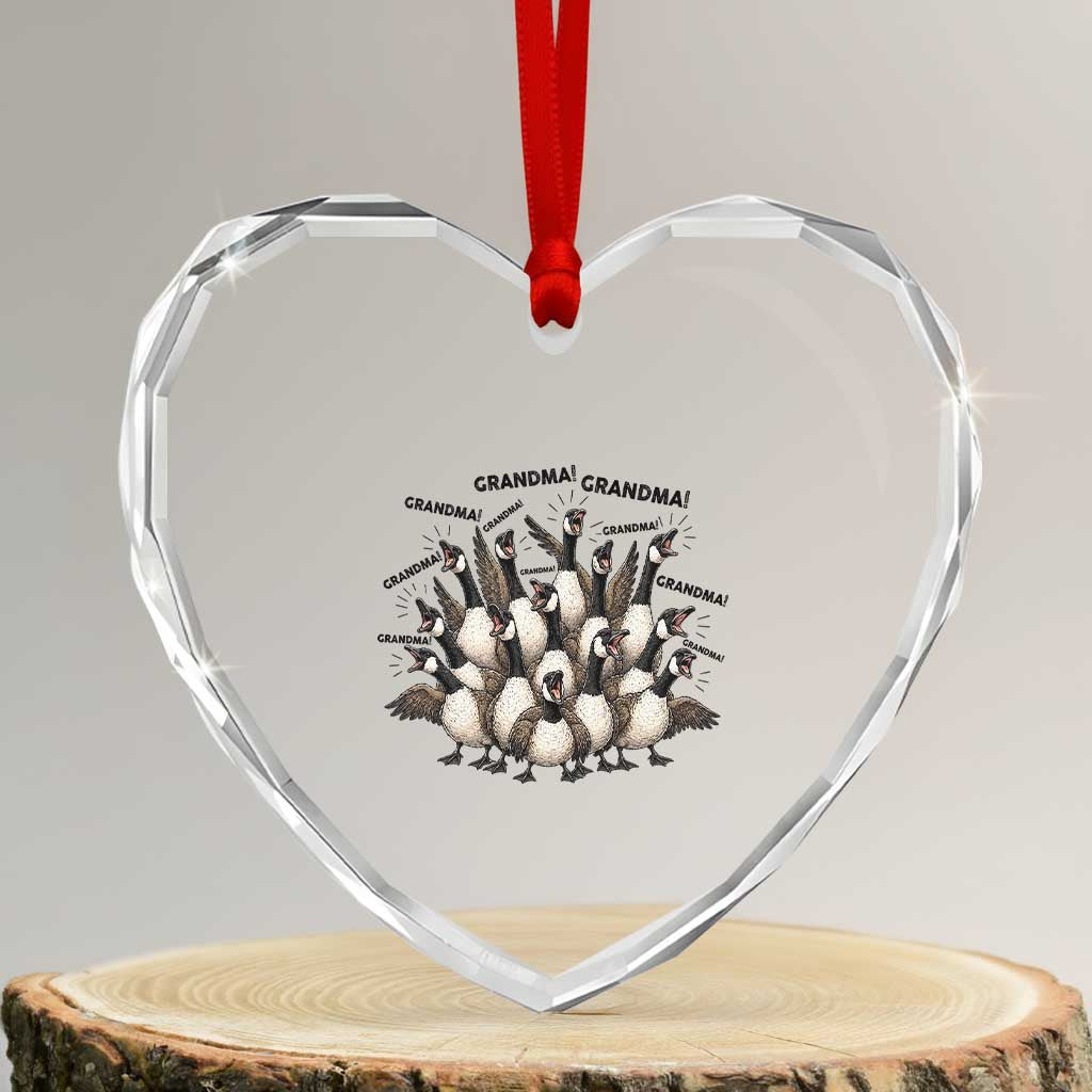 Funny Silly Goose Grandma Heart Crystal Glass Ornament Chaos Coordinator Grandma Life Graphic