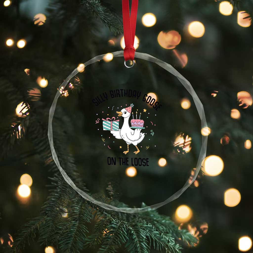 Funny Silly Goose On The Loose Crystal Glass Ornament Birthday Party Gift