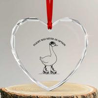Funny Silly Goose Roller Skater Heart Crystal Glass Ornament Flight Was Never An Option