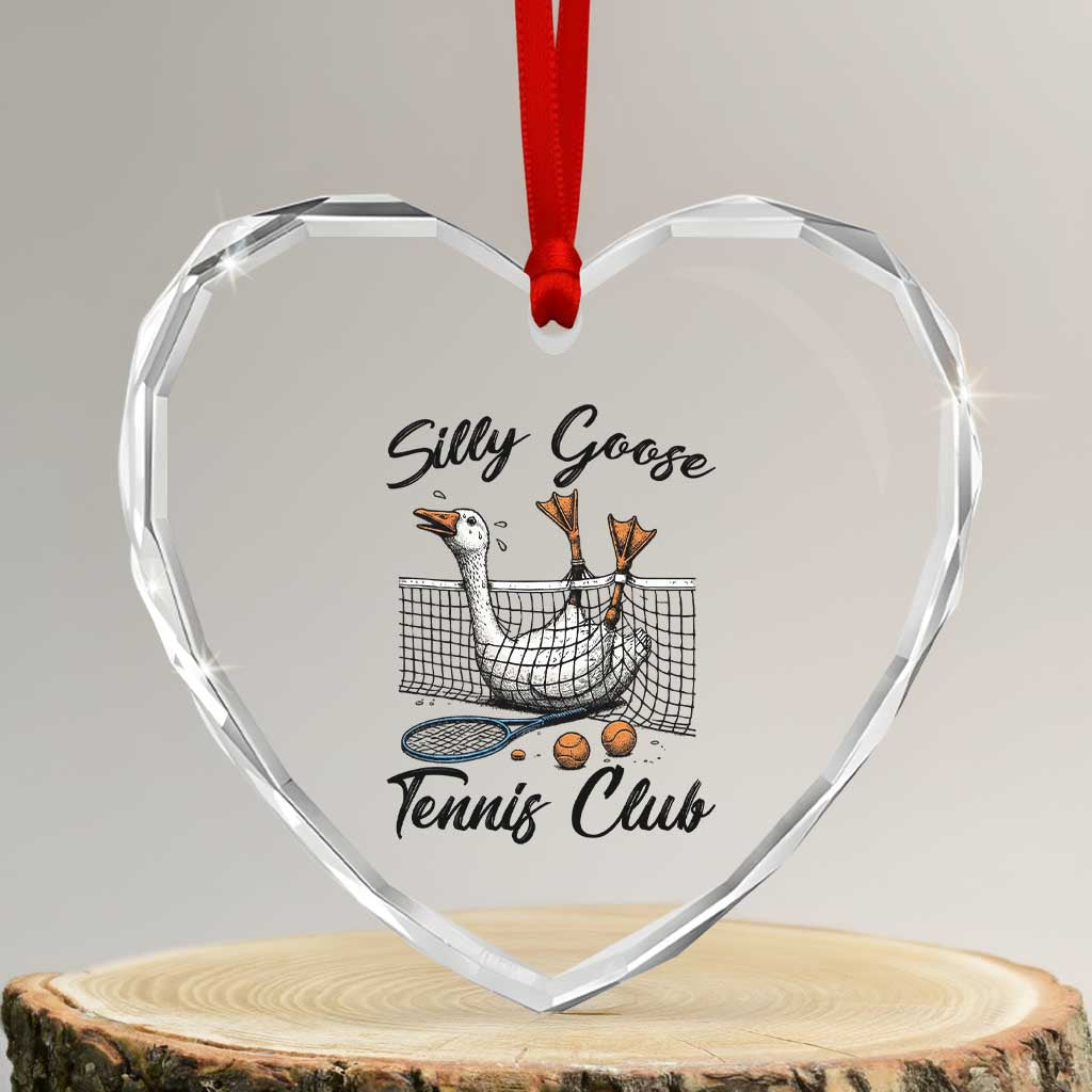 Funny Silly Goose Tennis Club Heart Crystal Glass Ornament Tennis Lover Gift - Wonder Print Shop