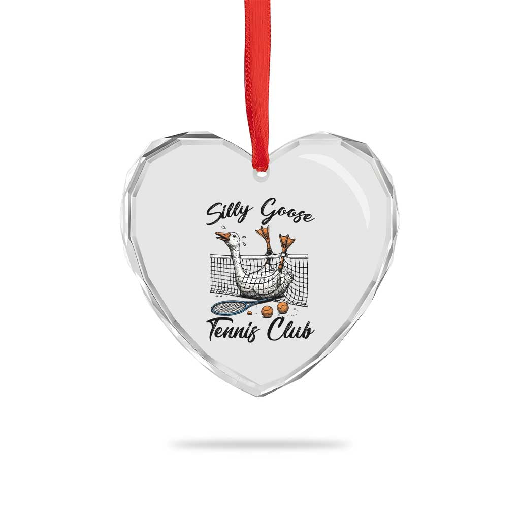 Funny Silly Goose Tennis Club Heart Crystal Glass Ornament Tennis Lover Gift - Wonder Print Shop