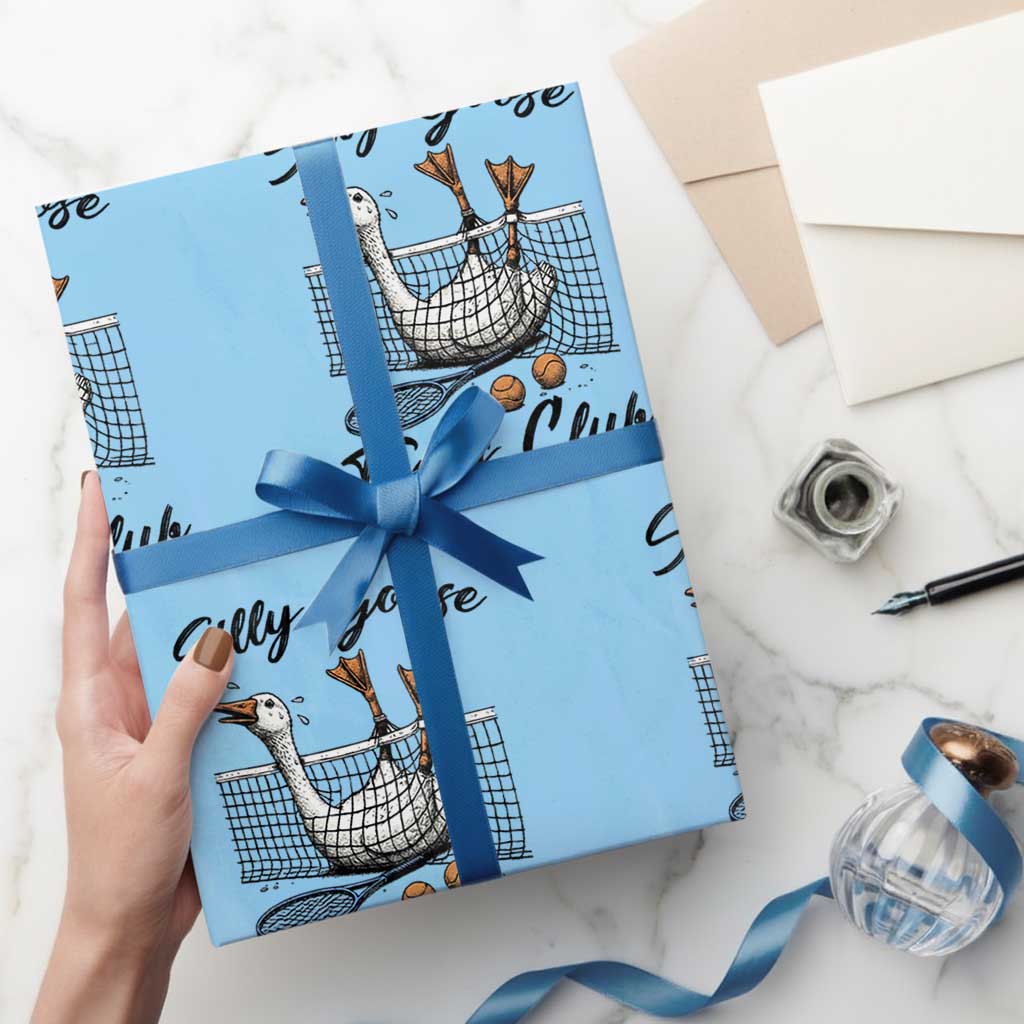 Funny Silly Goose Tennis Club Wrapping Paper Roll Tennis Lover Gift - Wonder Print Shop