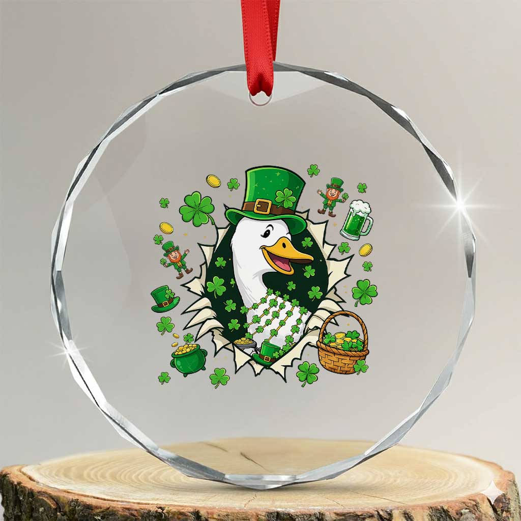 Funny Silly Irish Goose Crystal Glass Ornament St Patricks Day Celebration