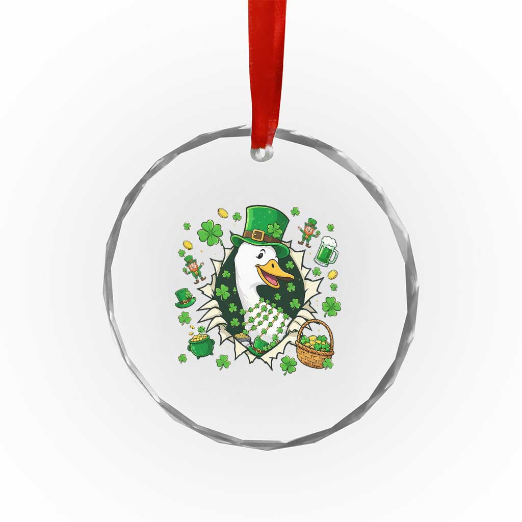 Funny Silly Irish Goose Crystal Glass Ornament St Patricks Day Celebration
