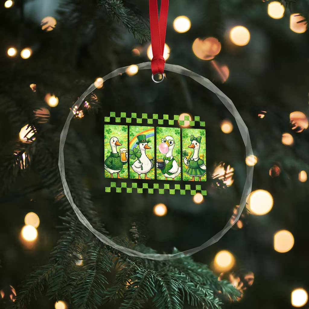 Funny Silly Irish Goose Crystal Glass Ornament St Patricks Day Goose Lover Gift