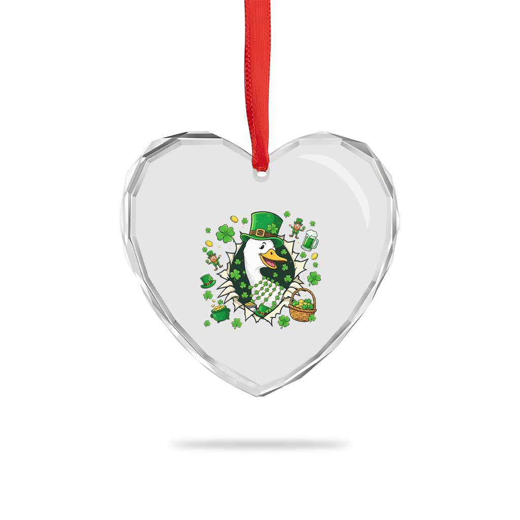 Funny Silly Irish Goose Heart Crystal Glass Ornament St Patricks Day Celebration