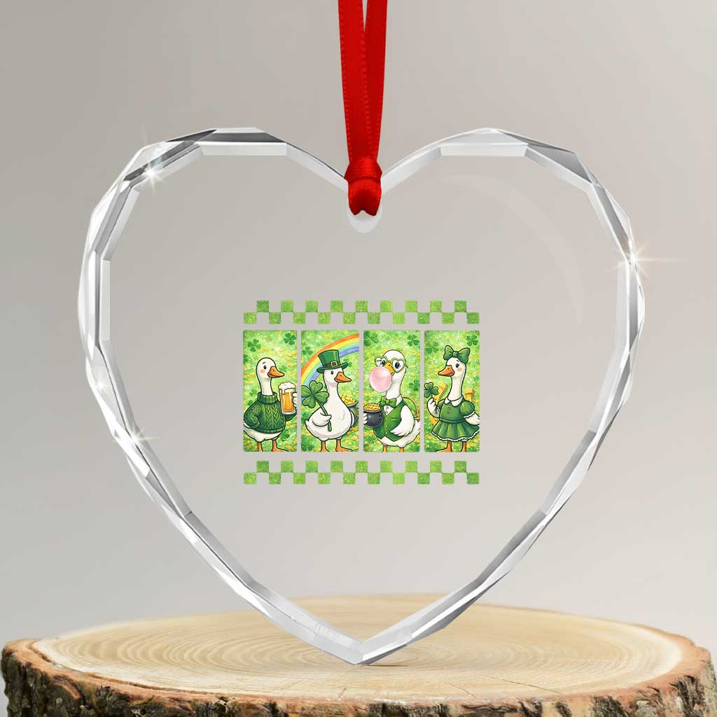 Funny Silly Irish Goose Heart Crystal Glass Ornament St Patricks Day Goose Lover Gift
