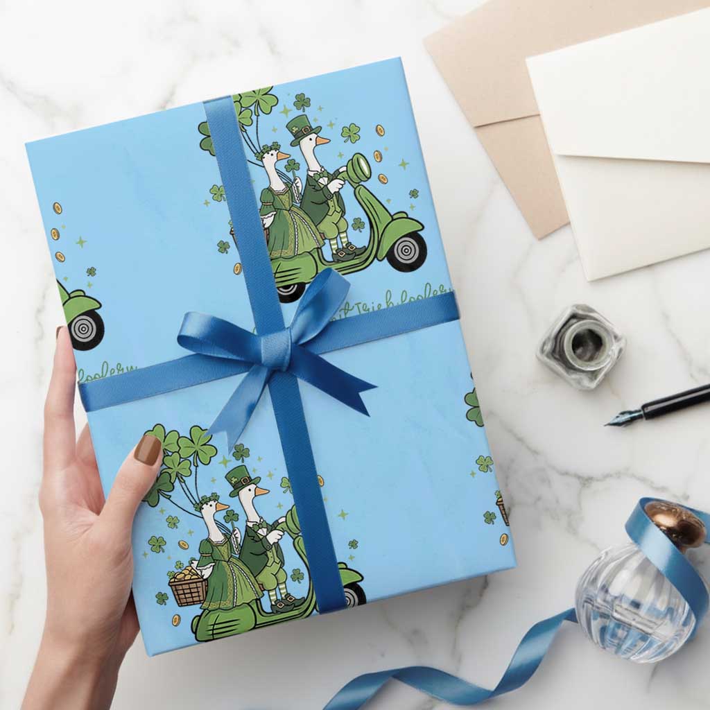Funny Silly Irish Goose Wrapping Paper Roll Off To Commit Irish Foolery