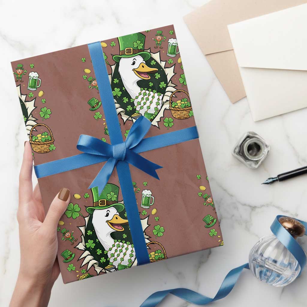 Funny Silly Irish Goose Wrapping Paper Roll St Patricks Day Celebration
