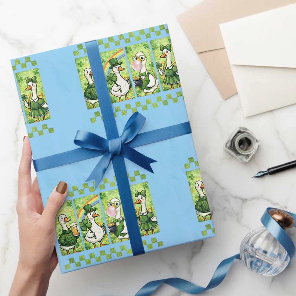 Funny Silly Irish Goose Wrapping Paper Roll St Patricks Day Goose Lover Gift