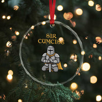 Funny Sir Cumcise Kneeling Knight Graphic Crystal Glass Ornament Sarcastic Wordplay Medieval Dark Adult Humor