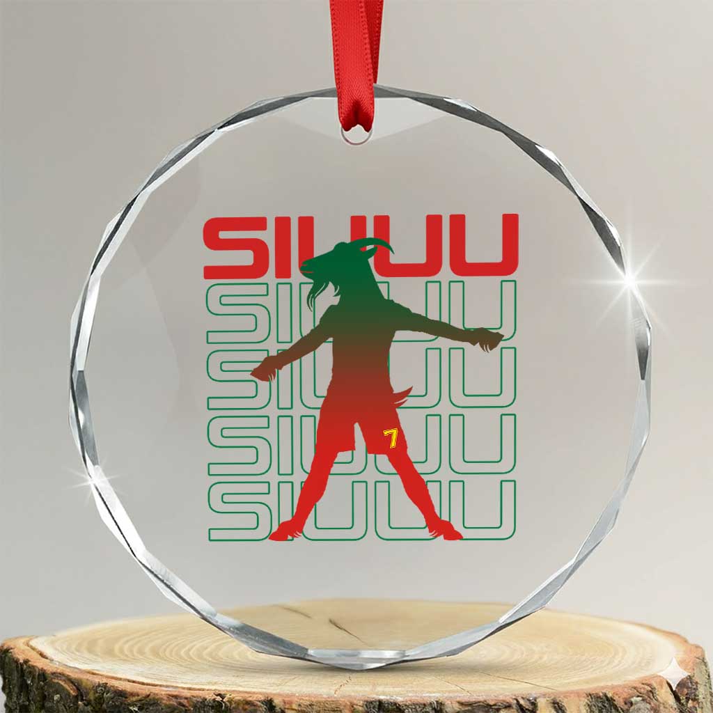 Funny Siuuuu Crystal Glass Ornament Iconic Goal Shout Soccer Lover Gift