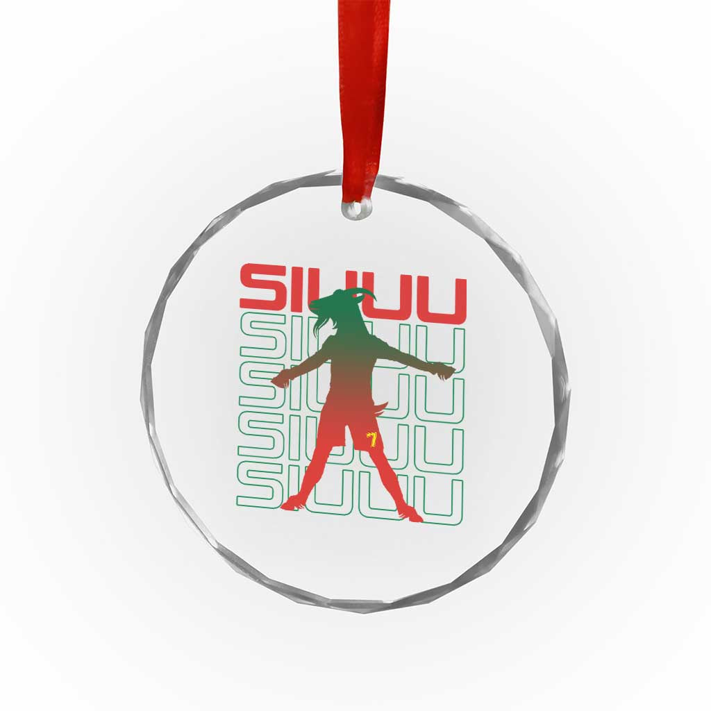 Funny Siuuuu Crystal Glass Ornament Iconic Goal Shout Soccer Lover Gift