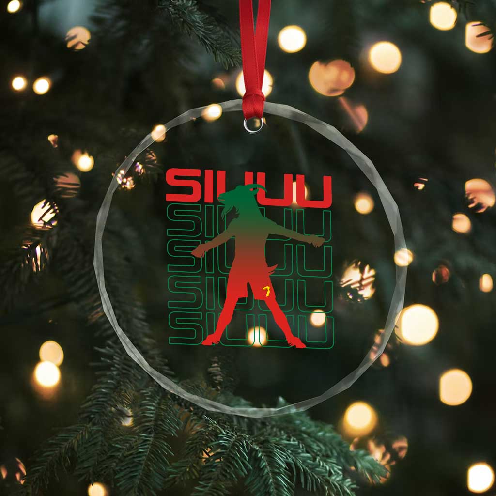 Funny Siuuuu Crystal Glass Ornament Iconic Goal Shout Soccer Lover Gift