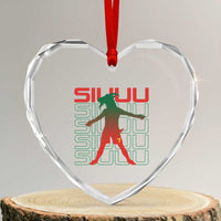 Funny Siuuuu Heart Crystal Glass Ornament Iconic Goal Shout Soccer Lover Gift