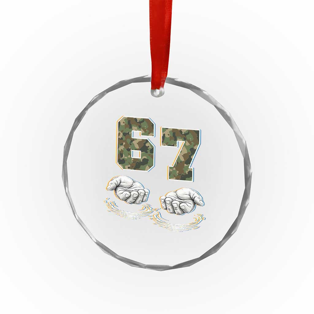Funny Six Seven 6 7 Meme Crystal Glass Ornament Gen Alpha Slang 6 7 Hands Camo Boy Girl