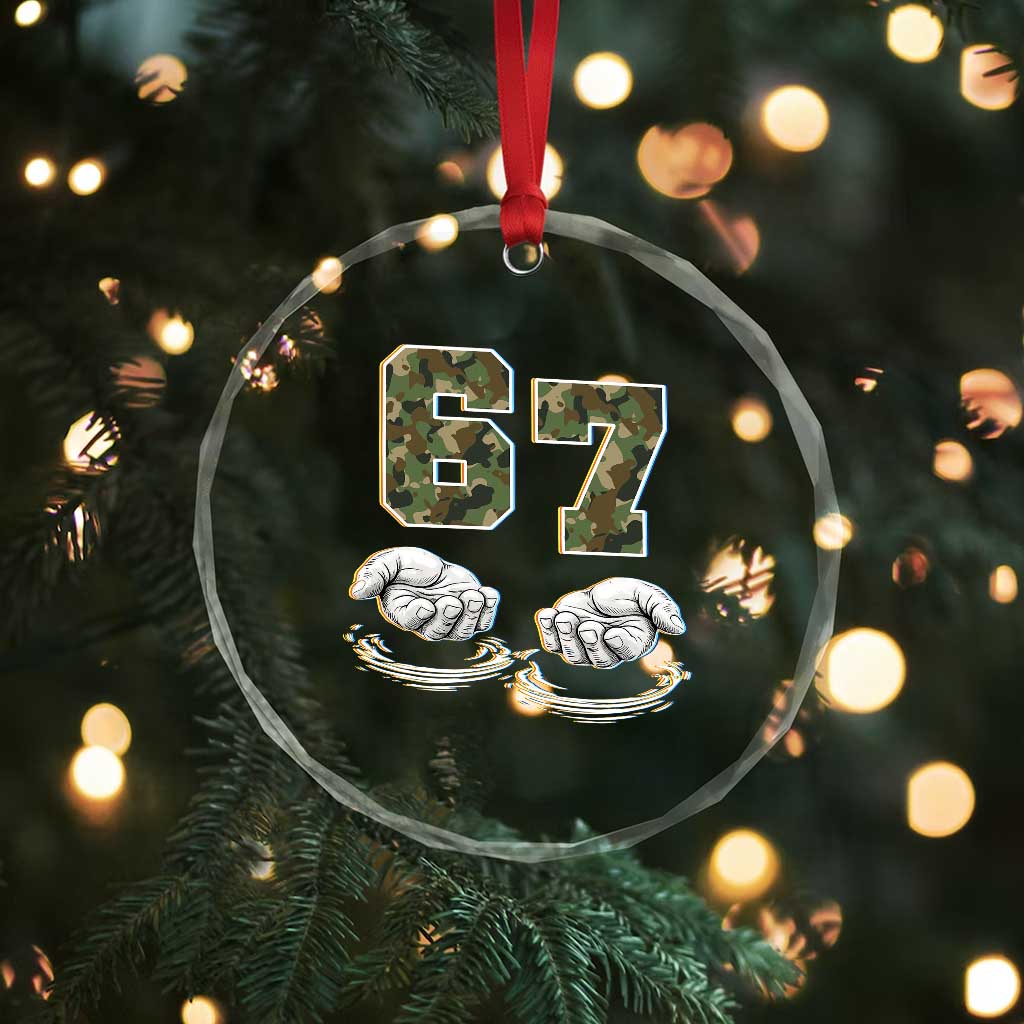 Funny Six Seven 6 7 Meme Crystal Glass Ornament Gen Alpha Slang 6 7 Hands Camo Boy Girl