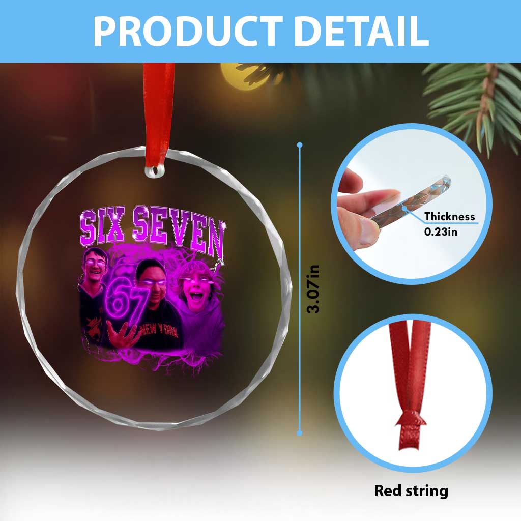 Funny Six Seven 6 7 Meme Crystal Glass Ornament The Mason 67 Kid  Bootleg Gen Alpha Slang - Wonder Print Shop