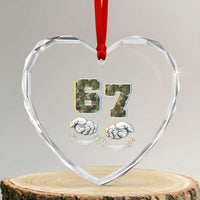 Funny Six Seven 6 7 Meme Heart Crystal Glass Ornament Gen Alpha Slang 6 7 Hands Camo Boy Girl