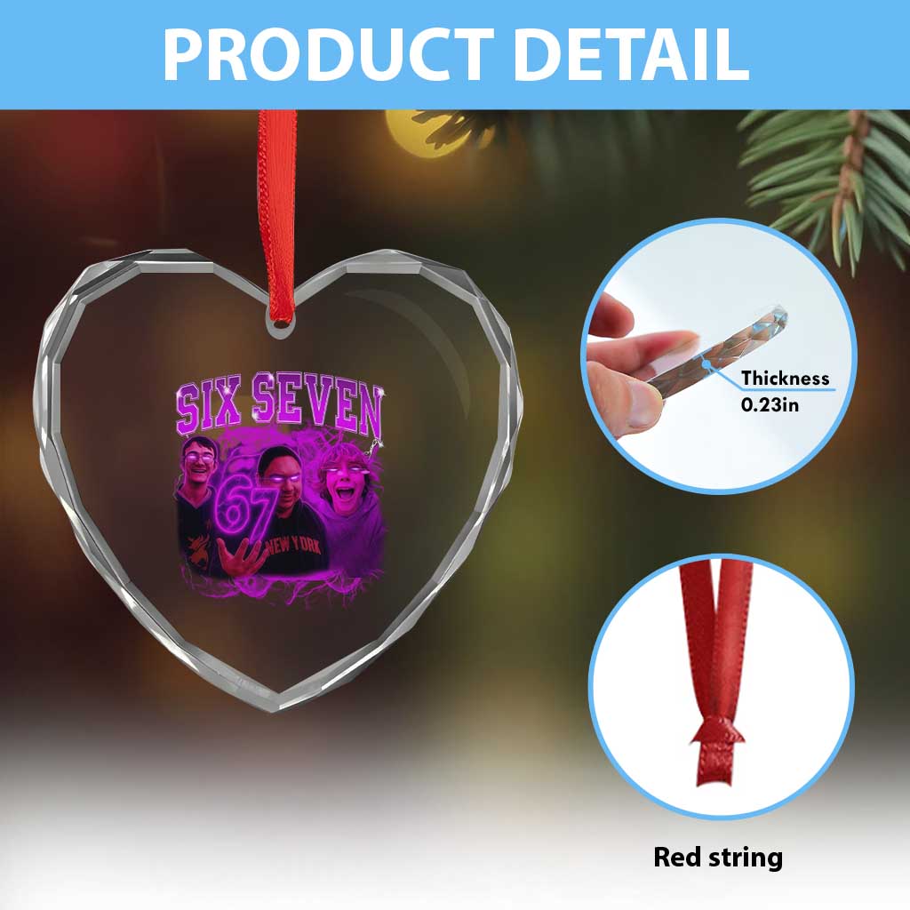 Funny Six Seven 6 7 Meme Heart Crystal Glass Ornament The Mason 67 Kid  Bootleg Gen Alpha Slang - Wonder Print Shop