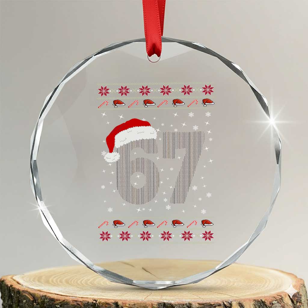 Funny Six Seven 6 7 Meme Ugly Christmas Crystal Glass Ornament Gen Alpha Slang - Wonder Print Shop
