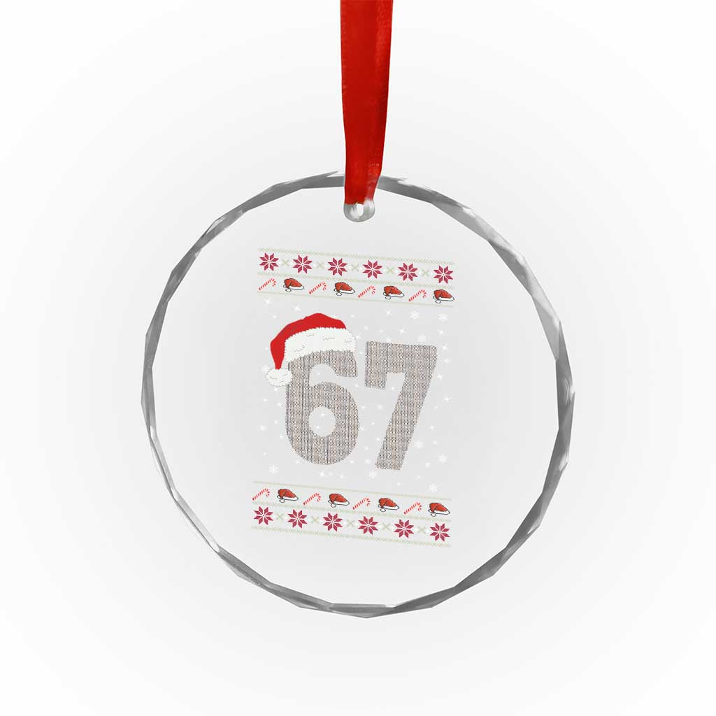 Funny Six Seven 6 7 Meme Ugly Christmas Crystal Glass Ornament Gen Alpha Slang - Wonder Print Shop