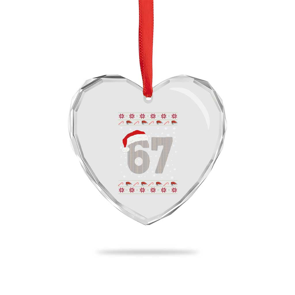 Funny Six Seven 6 7 Meme Ugly Christmas Heart Crystal Glass Ornament Gen Alpha Slang - Wonder Print Shop