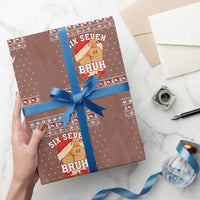 Funny Six Seven 6 7 Meme Ugly Christmas Wrapping Paper Roll Santa 67 Meme Xmas Pajamas - Wonder Print Shop