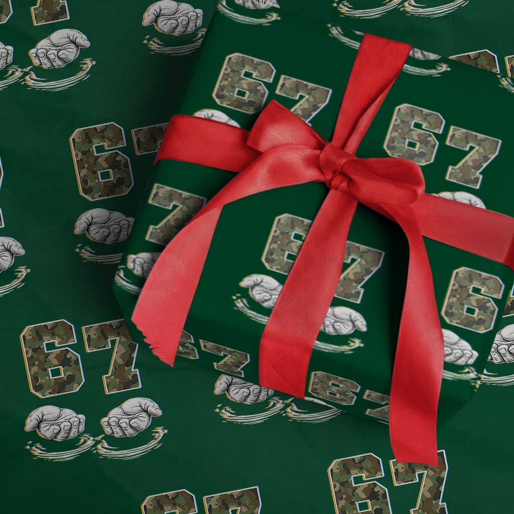 Funny Six Seven 6 7 Meme Wrapping Paper Roll Gen Alpha Slang 6 7 Hands Camo Boy Girl