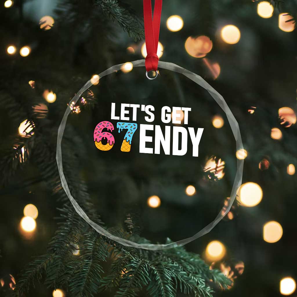 Funny Six Seven 67 Crystal Glass Ornament Lets Get Sendy 6 7 Meme Icecream - Wonder Print Shop