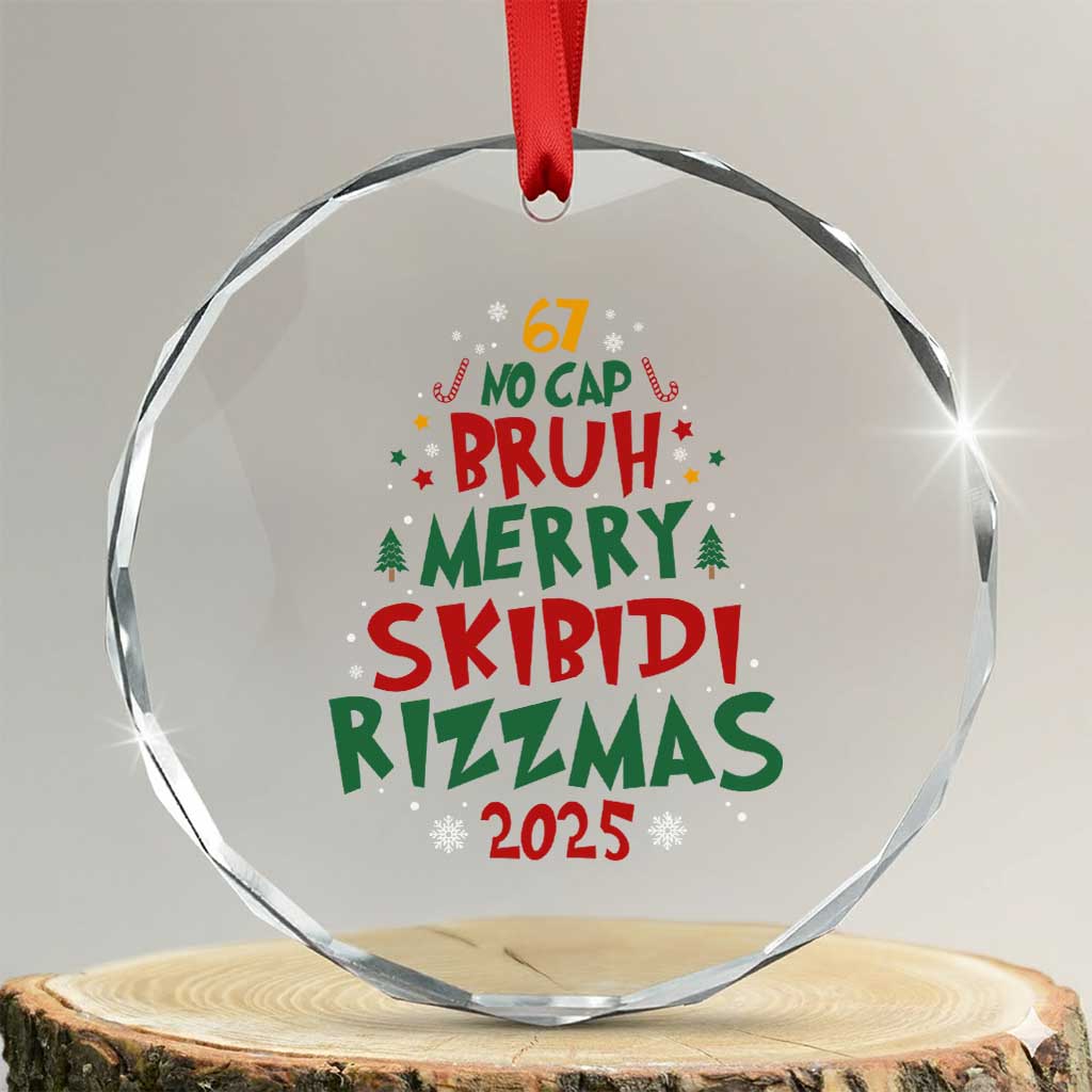 Funny Six Seven 67 Meme Christmas Tree Crystal Glass Ornament Funny 6 7 Bruh Gen Alpha Slang Viral Meme - Wonder Print Shop