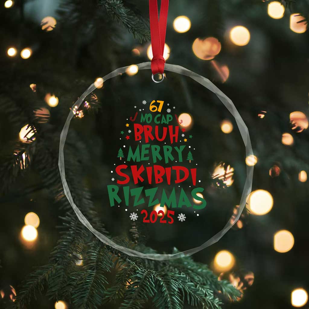 Funny Six Seven 67 Meme Christmas Tree Crystal Glass Ornament Funny 6 7 Bruh Gen Alpha Slang Viral Meme - Wonder Print Shop