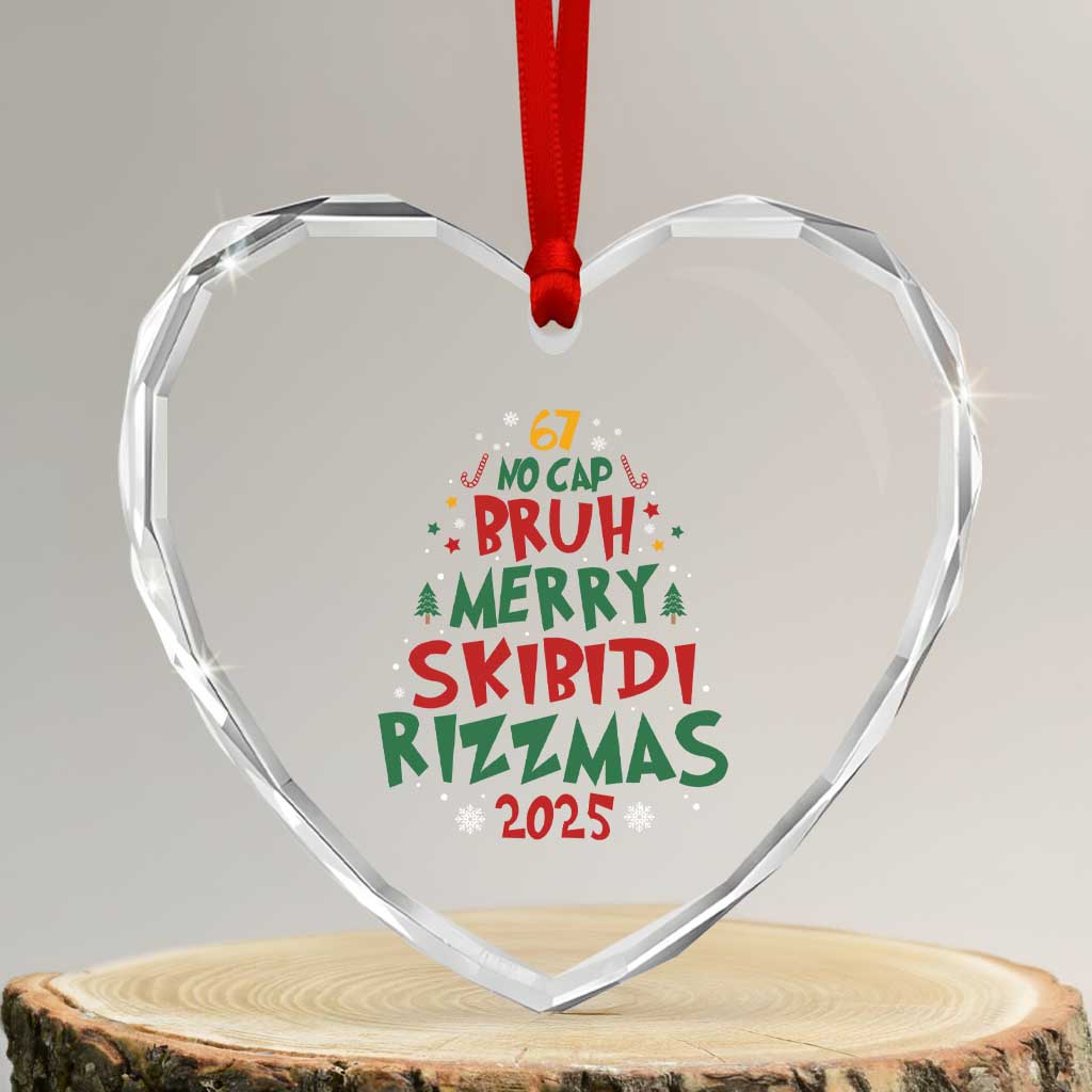 Funny Six Seven 67 Meme Christmas Tree Heart Crystal Glass Ornament Funny 6 7 Bruh Gen Alpha Slang Viral Meme - Wonder Print Shop