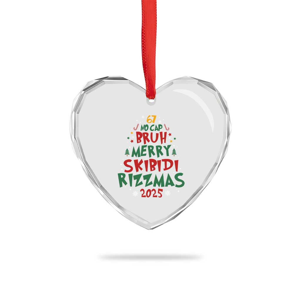 Funny Six Seven 67 Meme Christmas Tree Heart Crystal Glass Ornament Funny 6 7 Bruh Gen Alpha Slang Viral Meme - Wonder Print Shop