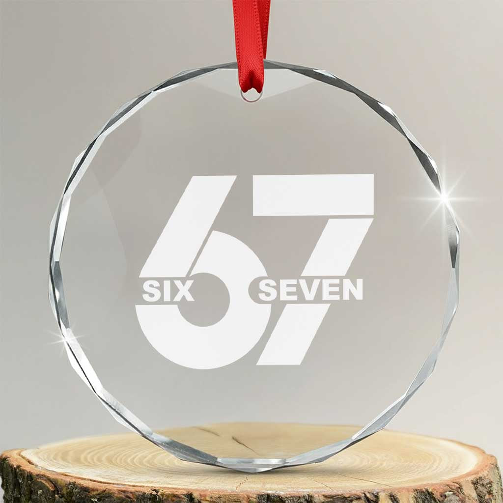 Funny Six Seven 67 Meme Crystal Glass Ornament Bold Graphic - Wonder Print Shop