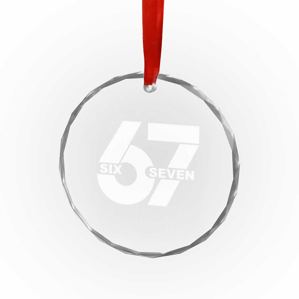 Funny Six Seven 67 Meme Crystal Glass Ornament Bold Graphic - Wonder Print Shop