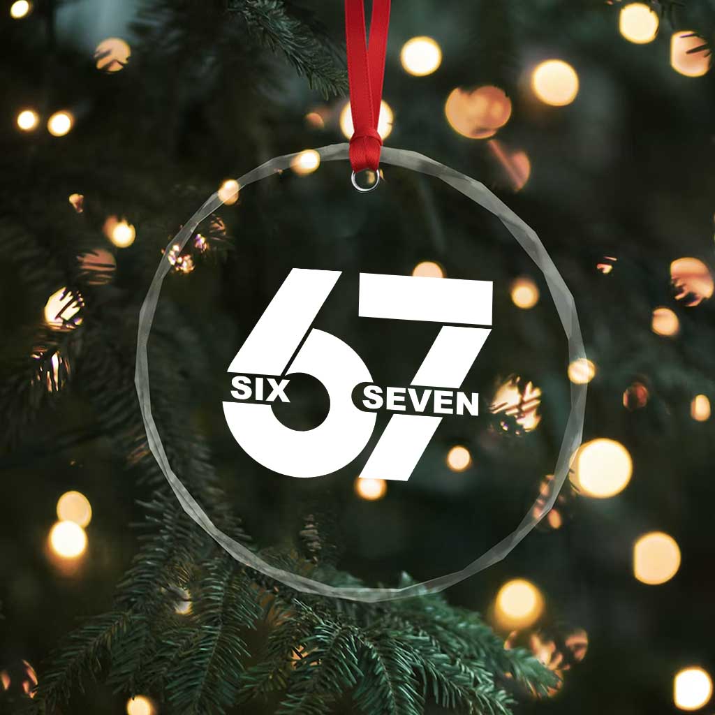 Funny Six Seven 67 Meme Crystal Glass Ornament Bold Graphic - Wonder Print Shop