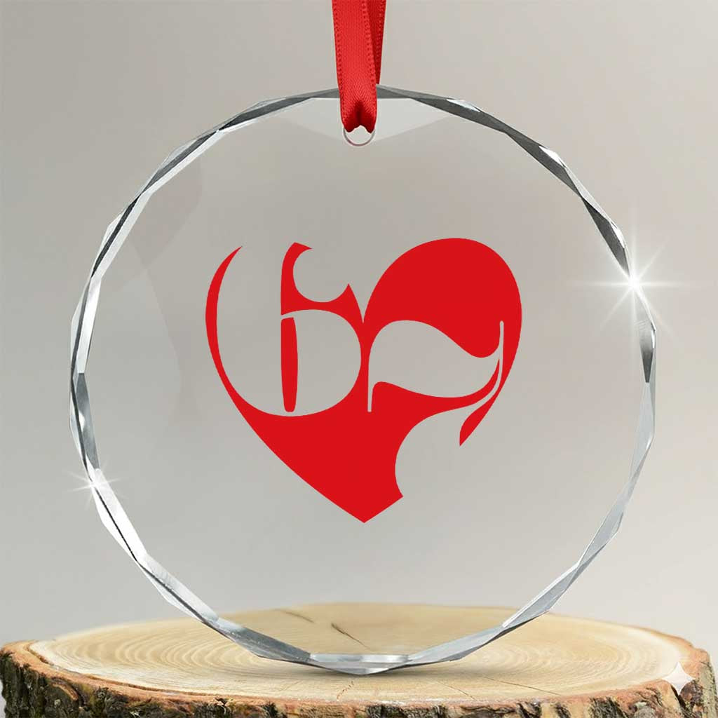 Funny Six Seven 67 Meme Valentines Day Red Heart Crystal Glass Ornament