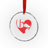 Funny Six Seven 67 Meme Valentines Day Red Heart Crystal Glass Ornament