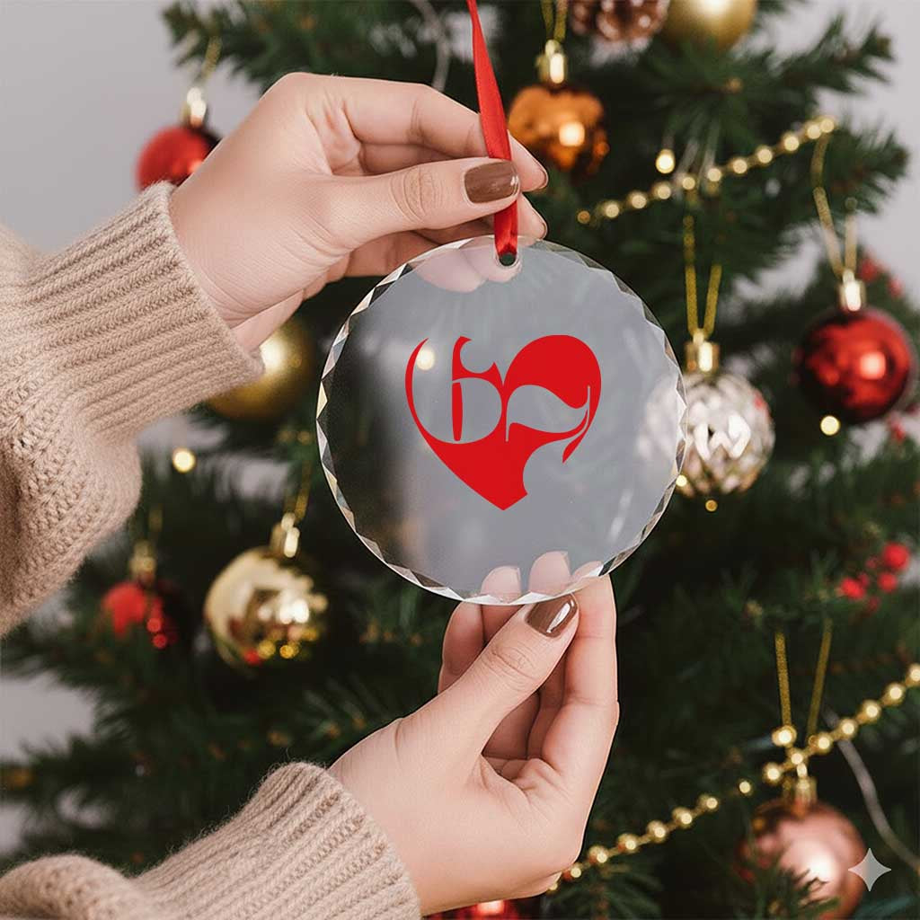 Funny Six Seven 67 Meme Valentines Day Red Heart Crystal Glass Ornament